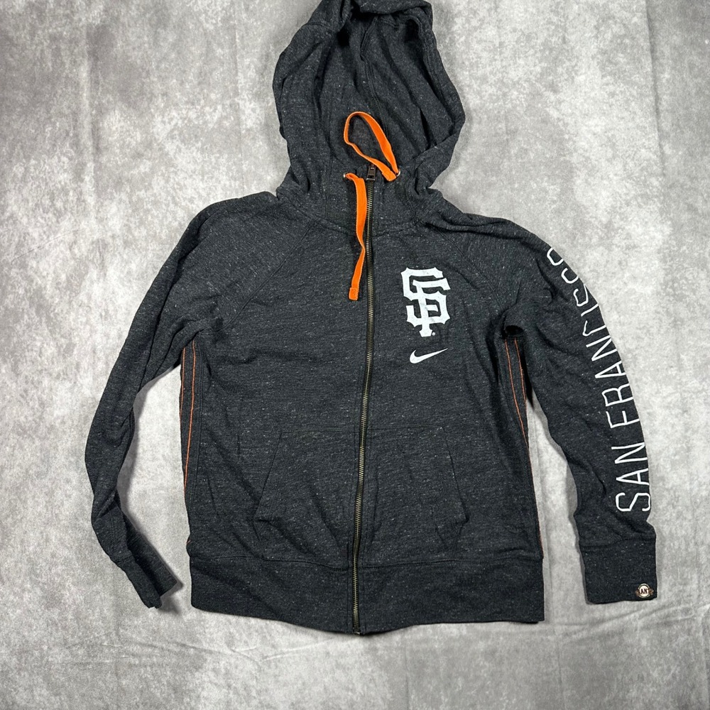 Nike SF Giants Full Zip Hoodie Womens M Charcoal Gray MLB Jacket Sweatshirt SF